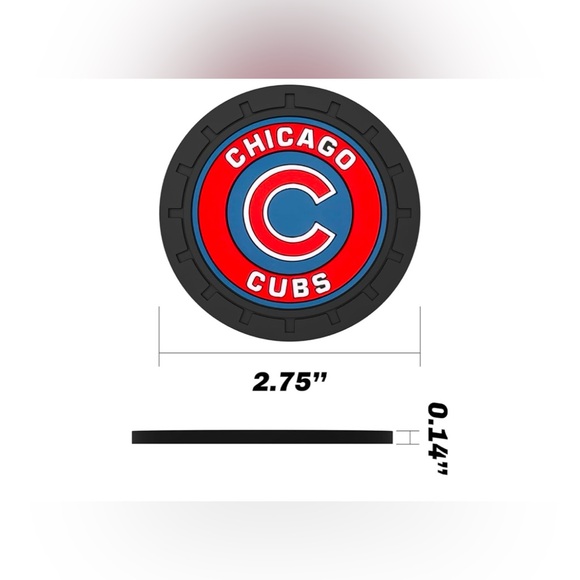 Cubs Car Cup Holder Coasters for Baseball Fans,Chicago Cubs Car Coasters for Car - Picture 2 of 5